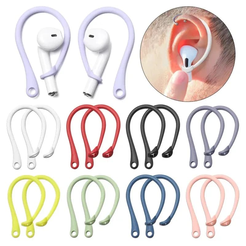 1-5 Paia di Ganci Auricolari in Silicone Anti-smarrimento per Apple AirPods 1 2 3 Pro, Ganci Auricolari Sportivi Anti-caduta per Auricolari Wireless, Bianco Nero