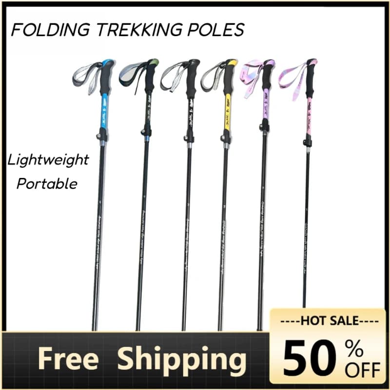 Ultralight Aluminum Alloy Hiking Poles Trekking Poles Foldable Telescopic Walking Poles Nordic Mountain Climbing Stick