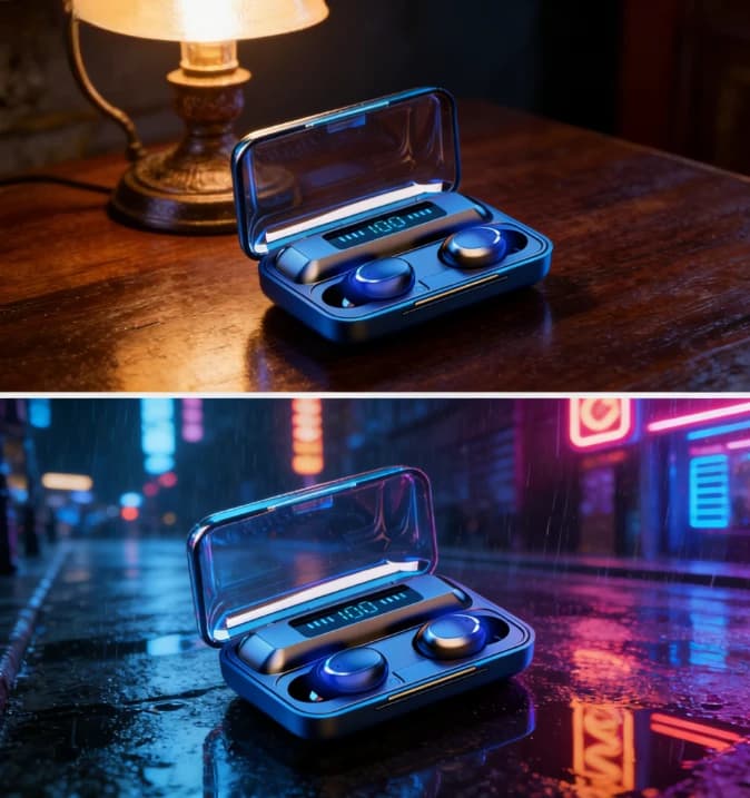 Wireless headphones with LED display, Bluetooth headphones TWS Binaurali with Noise Reduction