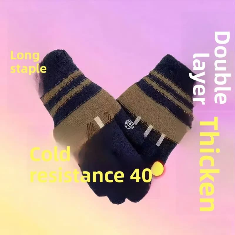 Large size autumn and winter warm gloves for men and women, piled and thickened double-layer cold-proof students, big