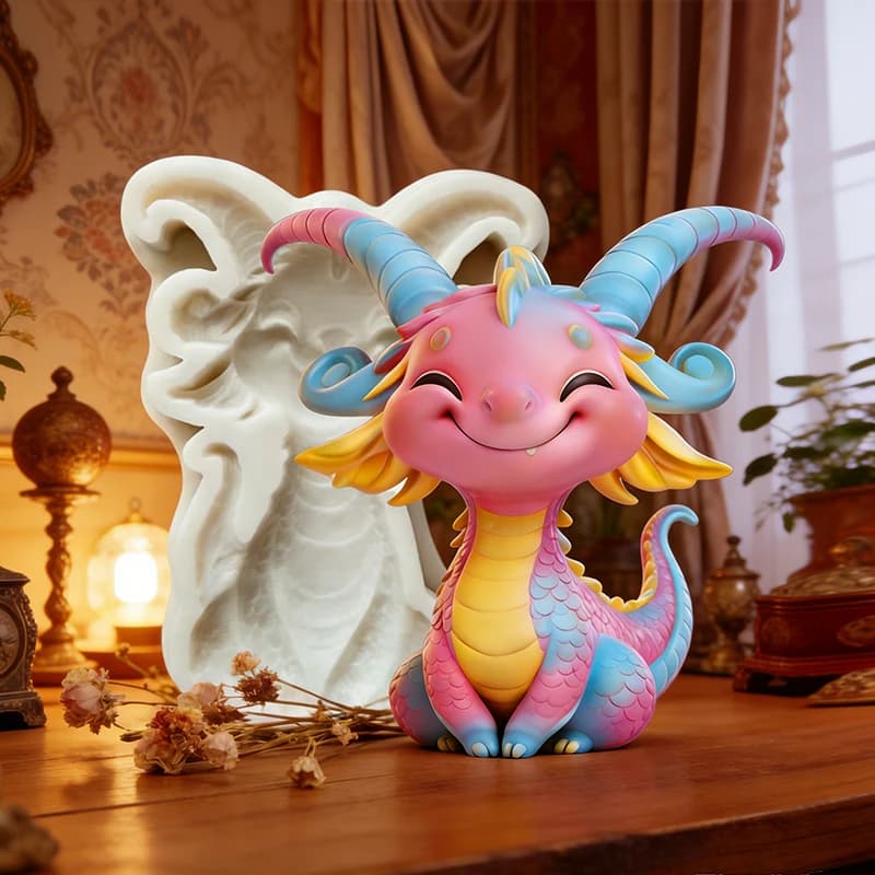 Cute little dragon silicone mold, reusable resin mold, clay and plaster mold, DIY decorative handmade mold