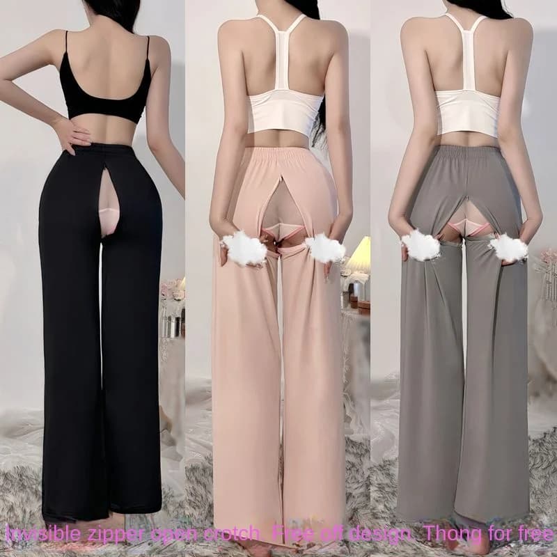 Pantaloni da sesso con cavallo aperto per esterni, pantaloni hotpants esotici Pantaloni da jogging da donna Leggings alla moda color pesca Abbigliamento da yoga Coppia Casual Streetwear