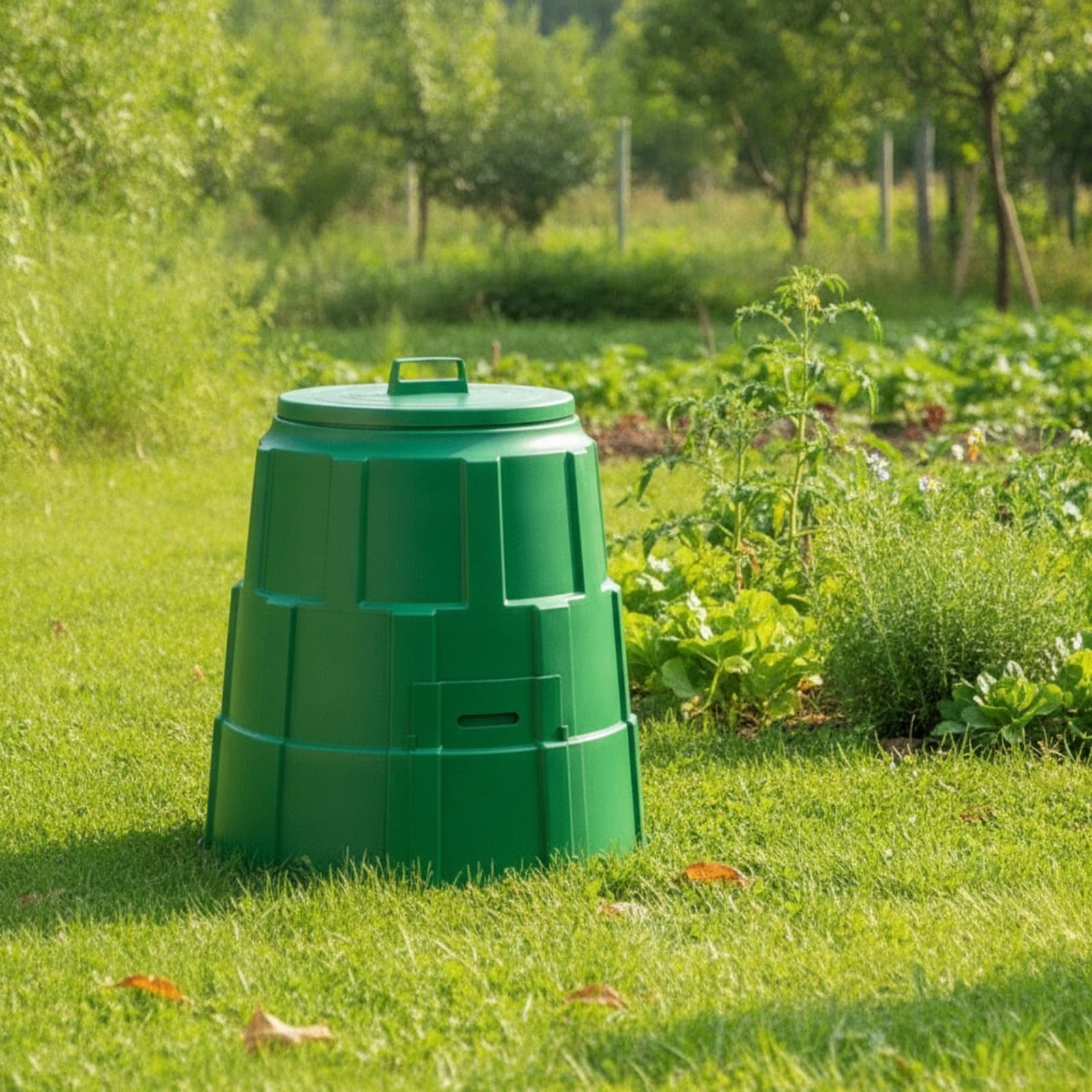 Compost Bin with Lid Outdoor Compost Bin Composter Lidded Tapered for Gardeners, Backyard, Garden