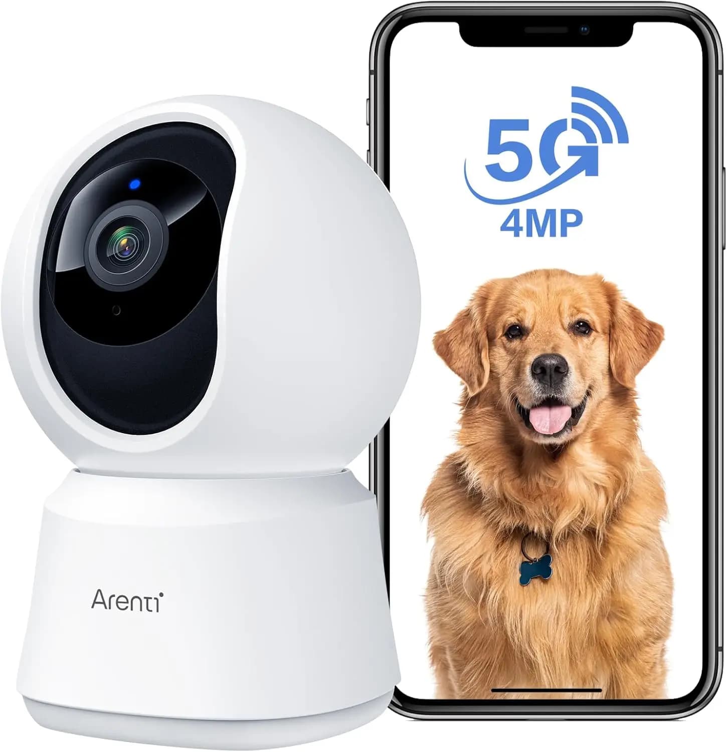 Telecamera di Sicurezza 5G per Interni, Monitor per Animali Domestici e Bambini 4MP con Tracciamento Automatico, Visione Notturna, Comunicazione Bidirezionale, WiFi