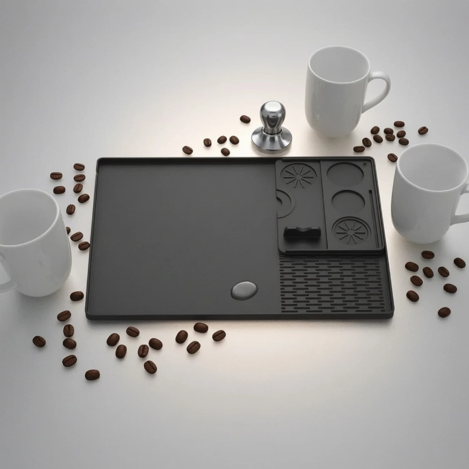 Silicone Espresso Mat with Draining Area Detachable Coffee Machine Mat Countertop Protector Washable Long-Lasting