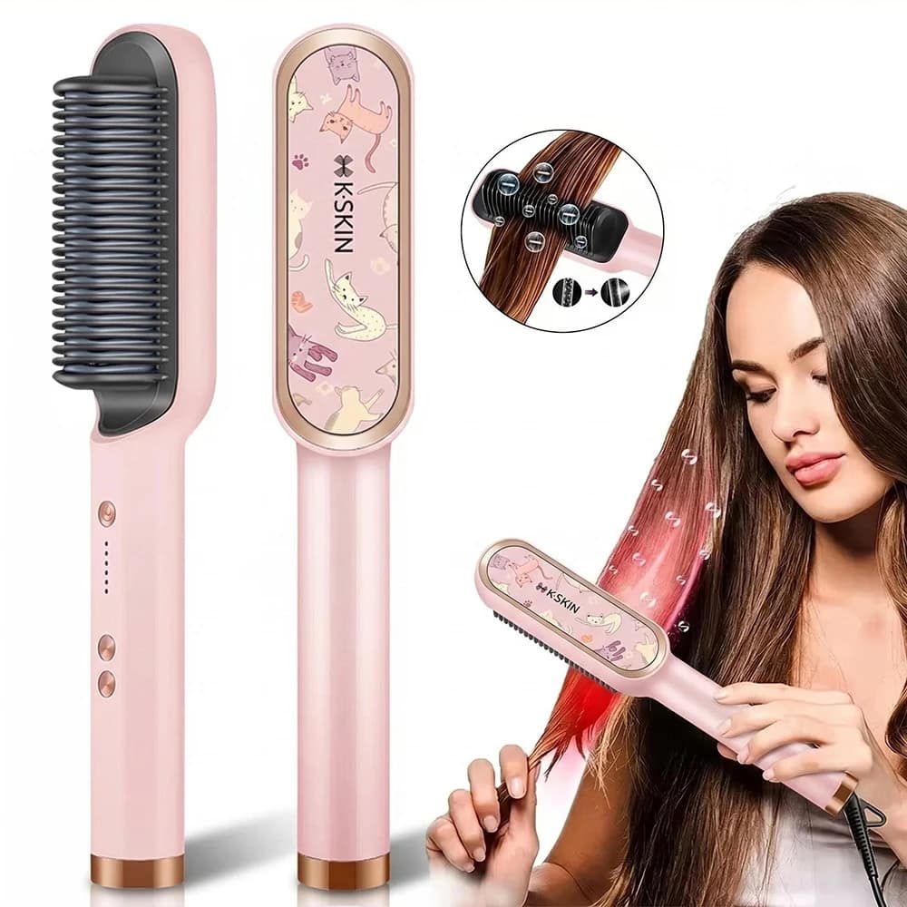 KSKIN Hair Plate Best Selling Brush 2 in 1 Multifunctional professional hair comb flat iron