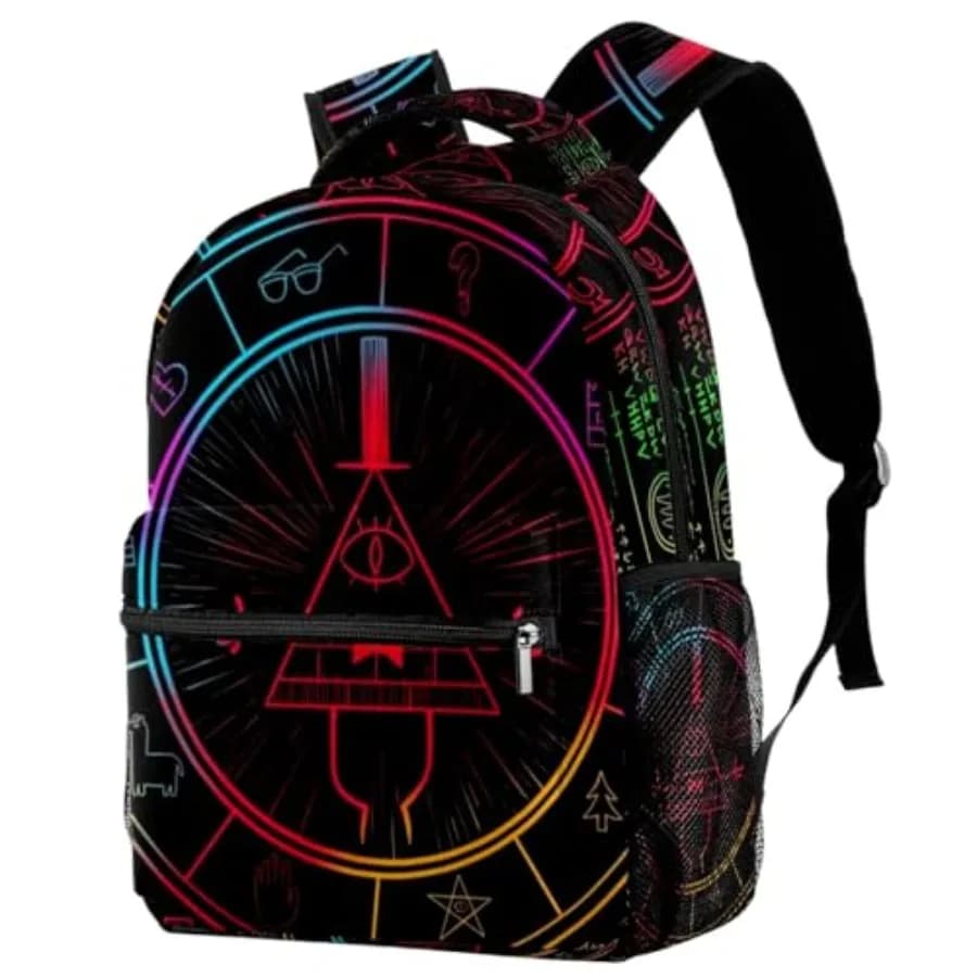 Zaino scolastico per ragazze e ragazzi Bill Cipher Wheel Borse per la scuola elementare Zaino da viaggio leggero Zaini per laptop