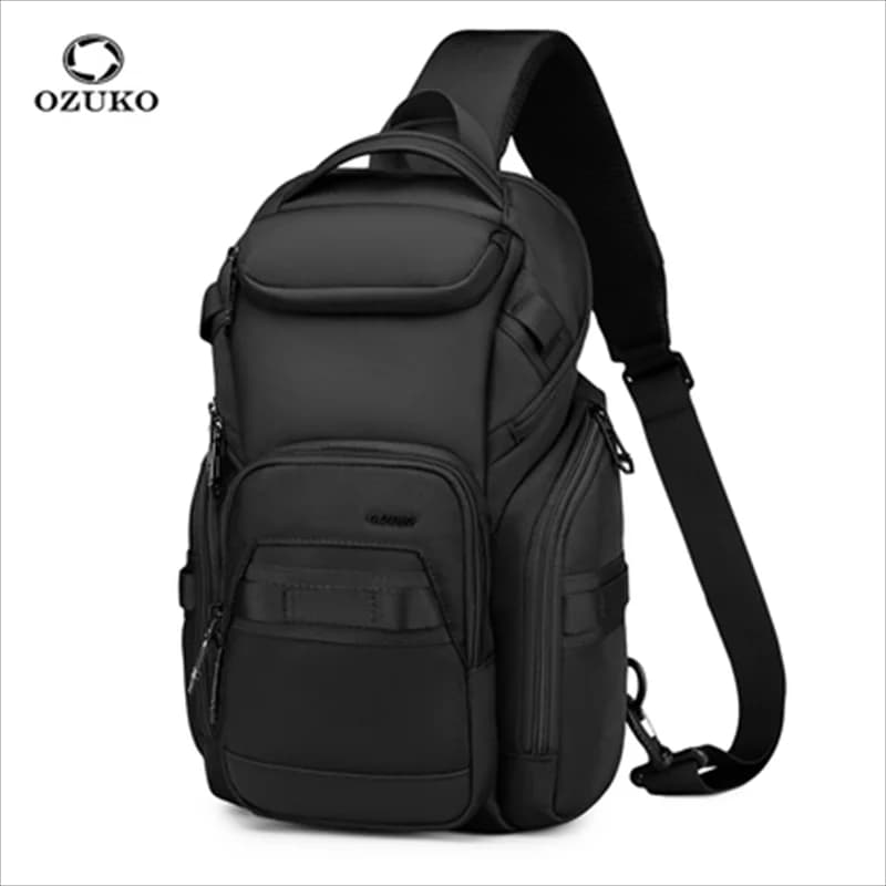 OZUKO Men's Chest Bag Business Commuter Fashion Multi-functional Shoulder Bag Lightweight Travel Waterproof Crossbody Bag