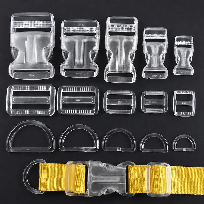 2/5/10/20Sets 15-38mm Transparent Plastic Buckles for Bag Side Quick Release Buckle Strap Adjuster Carabiner Clip D Ring Hook