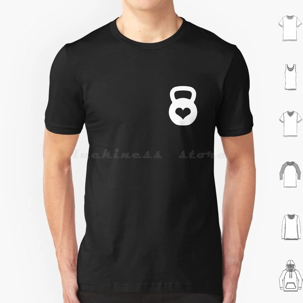 Kettlebell T Shirt Big Size 100% Cotton Kettlebell Workout Sports Working Out Heart Bell Weights Gym Kettle Bell Dumbbell Yoga