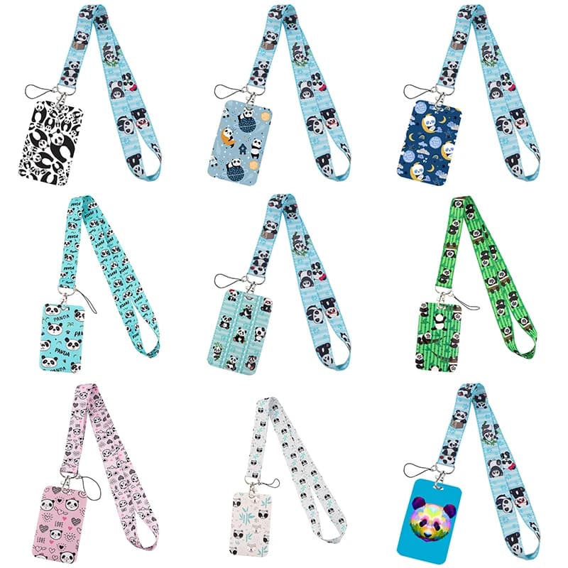 Lovely giant panda Manga Lanyard Badge Holder ID Card Lanyards Cell Phone Rope Key Lanyard Neck Straps Keychain