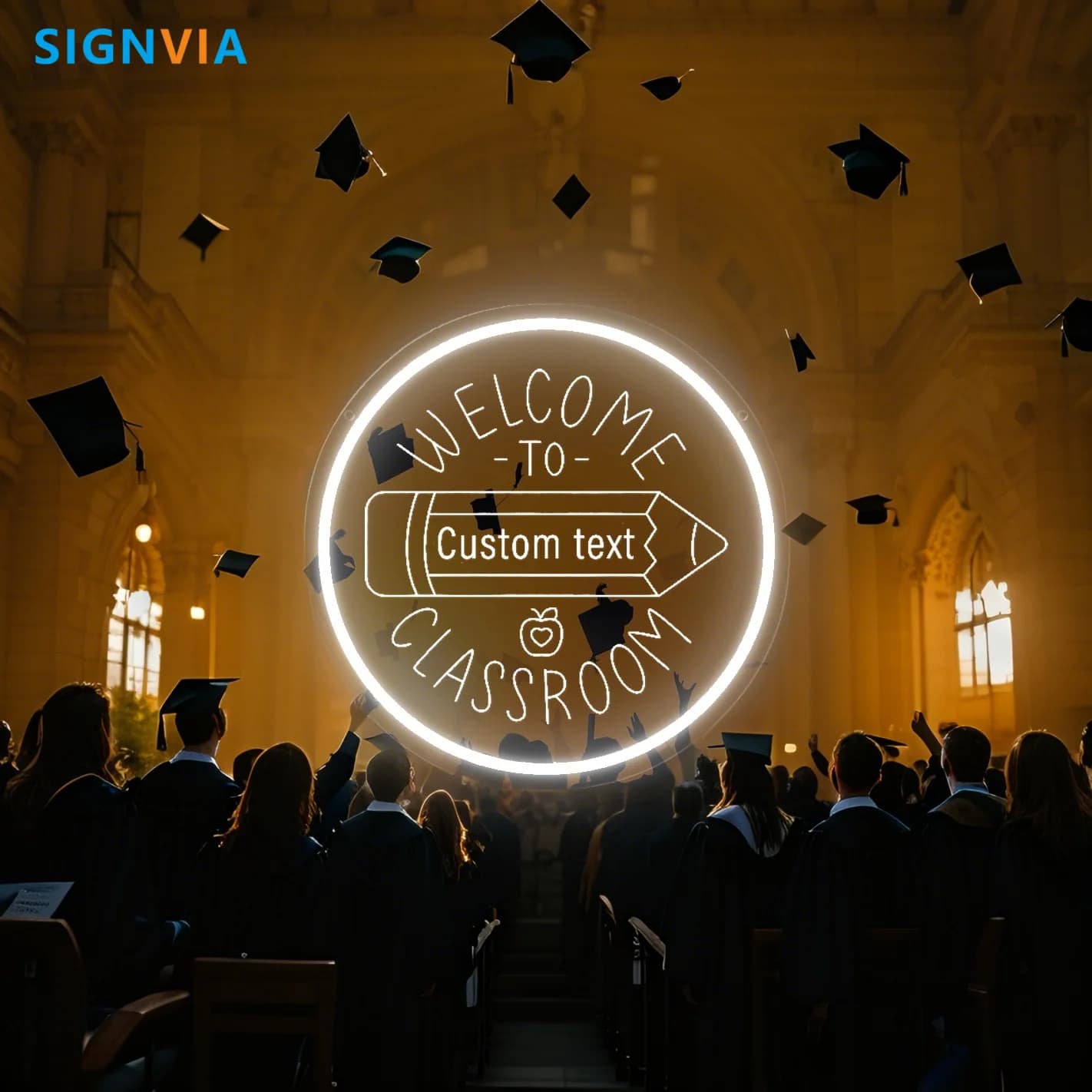 Lampada da parete con insegna al neon personalizzabile "Benvenuto in classe" alimentata tramite USB con interruttore Decorazione multiuso per la scuola e la sala studio