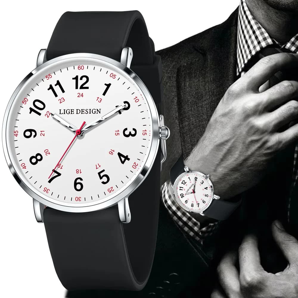 LIGE New Fashion Mens Orologi Top Brand di Lusso Sport Impermeabile Semplice Ultra-Sottile Orologi Da Uomo Orologio Al Quarzo Relogio Masculino + Box