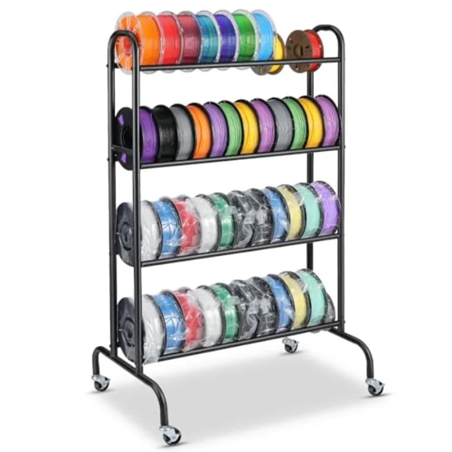 Scaffale Porta Filamenti per Stampante 3D - Espositore a 4 Livelli in Metallo Resistente per Bobine di Filamenti PLA/ABS/TPU, Organizzato per Stampa 3D