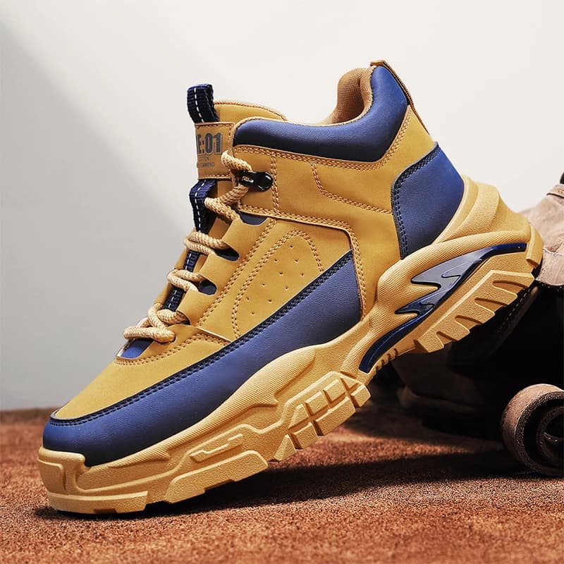 Stivaletti corti da uomo Suola spessa alta Scarpe casual stringate comode resistenti all'usura Scarpe da ginnastica per pendolarismo quotidiano antiscivolo traspiranti
