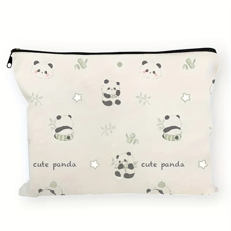 Una borsa per cosmetici con panda carino: custodia multifunzionale con cerniera, borsa per riporre gioielli, piccola borsa portaoggetti con cerniera da viaggio perfetta.