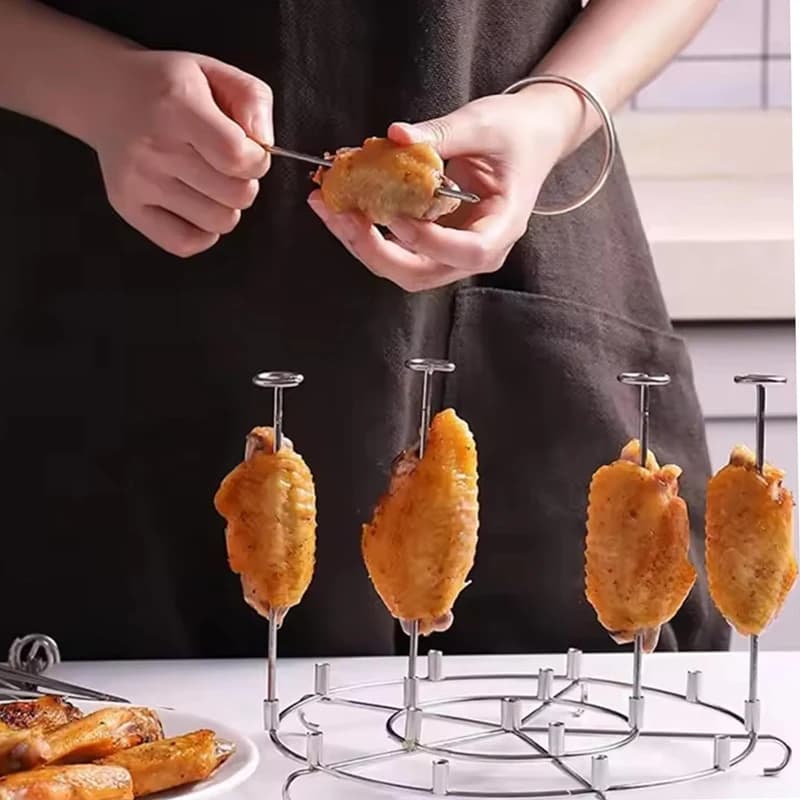 Set di 12 Spiedini in Acciaio Inox per Friggitrice ad Aria, Barbecue e Cucina, Utensile Riutilizzabile per Grigliare e Cucinare Kebab