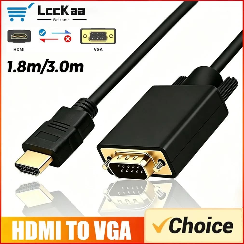 Convertitore HDMI-compatibile a VGA 1080P, Cavo Adattatore con Connettori Placcati in Oro per PC, Laptop, PS5, PS4, Xbox, Switch, TV Box, Cavi Video Lunghi