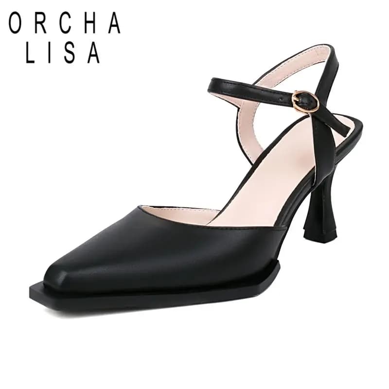 ORCHA LISA Brand New Sandali da donna Punta quadrata Tacchi sottili 8 cm Cinturino con fibbia di grandi dimensioni 41 42 43 Incontri di moda Scarpe estive femminili