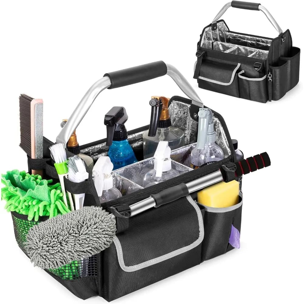 Borsa Organizer Portatile Pieghevole per Detailing Auto, Multi-Tasca per Attrezzi e Forniture di Pulizia
