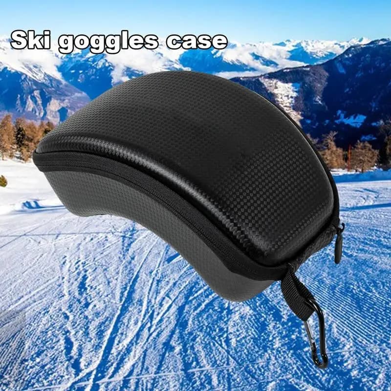 Custodia per occhiali da sci Custodia da viaggio per occhiali da neve Scatola da trasporto antipolvere con moschettone Scatola per occhiali da snowboard