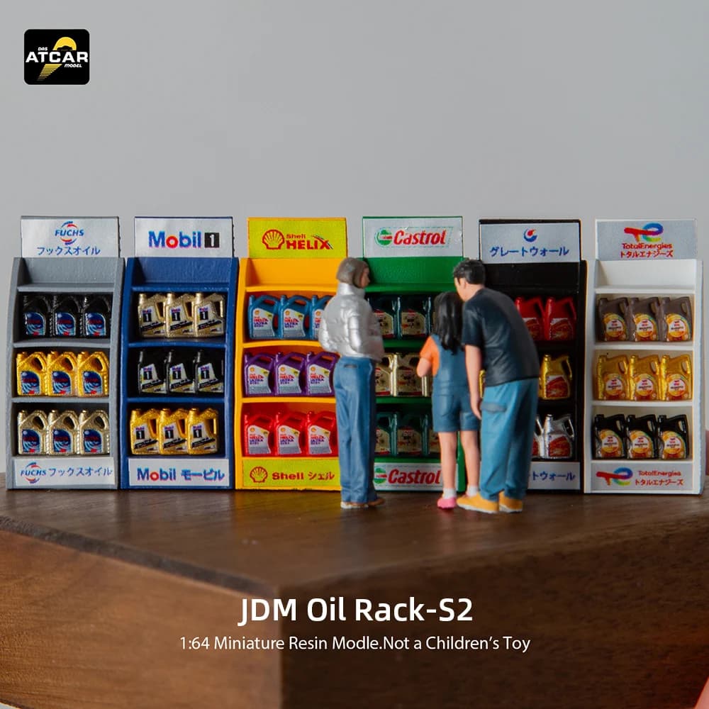 Kicarmod 1/64 S2 Series Oil Rack Stand Display Scene Resin Model Car Garage Accessory Diorama for Workshop Collection Gift