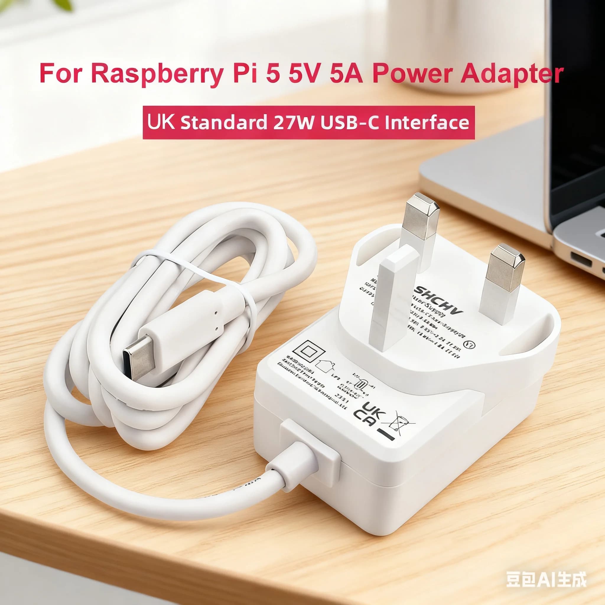 1pc 27W Power Adapter USB-C 1.2M Charging Cable For Raspberry Pi 5/4B Power Adapter Spare Parts