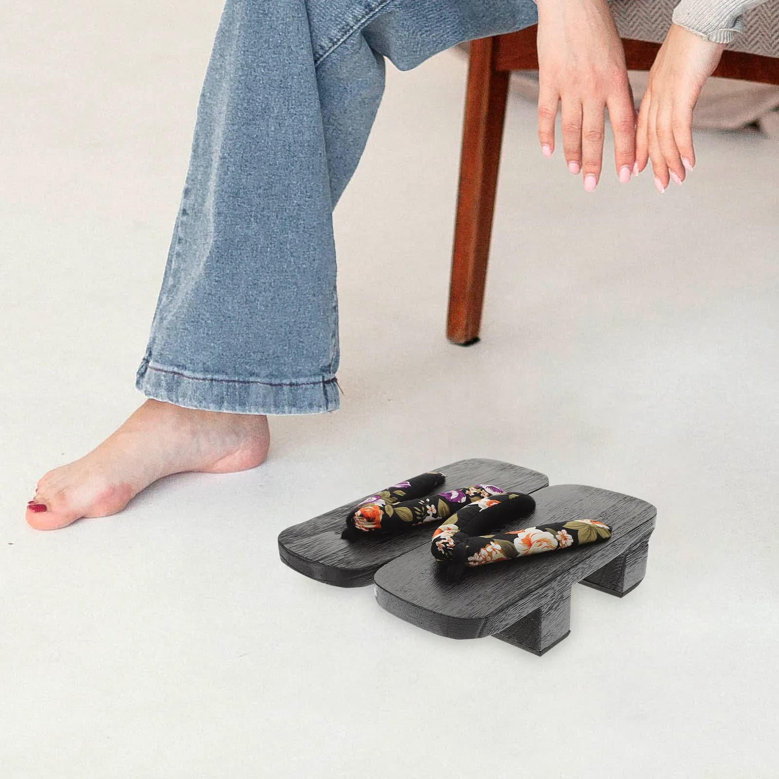 1Pair Wooden Platform Clogs Sandals for Women Men - Flops Japan Elegant Outdoor Leisure Party Wear Size
