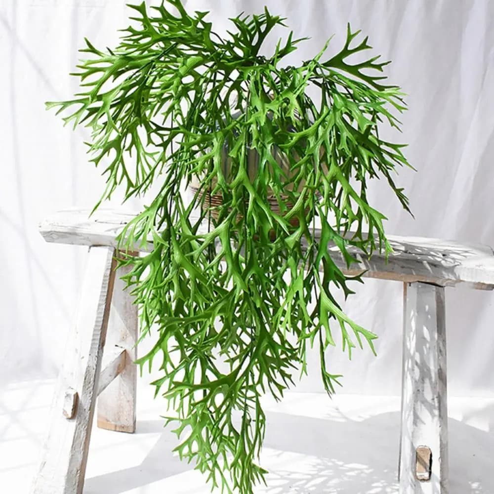 80 cm Artificial Ferns, Plastic Deer Corna Felt Plants, Realistic Artificial Sheets for Wall Hanging, Home and Garden Decorations
