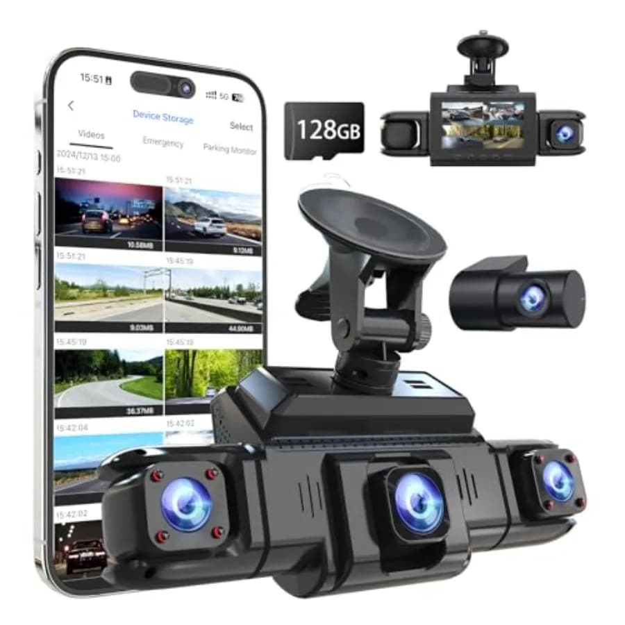 Sistema di telecamere per auto con visione a 360°, registrazione interna a 4 canali (anteriore/posteriore/sinistra/destra), GPS, WiFi 5G, visione notturna, angolo di visione di 160°.