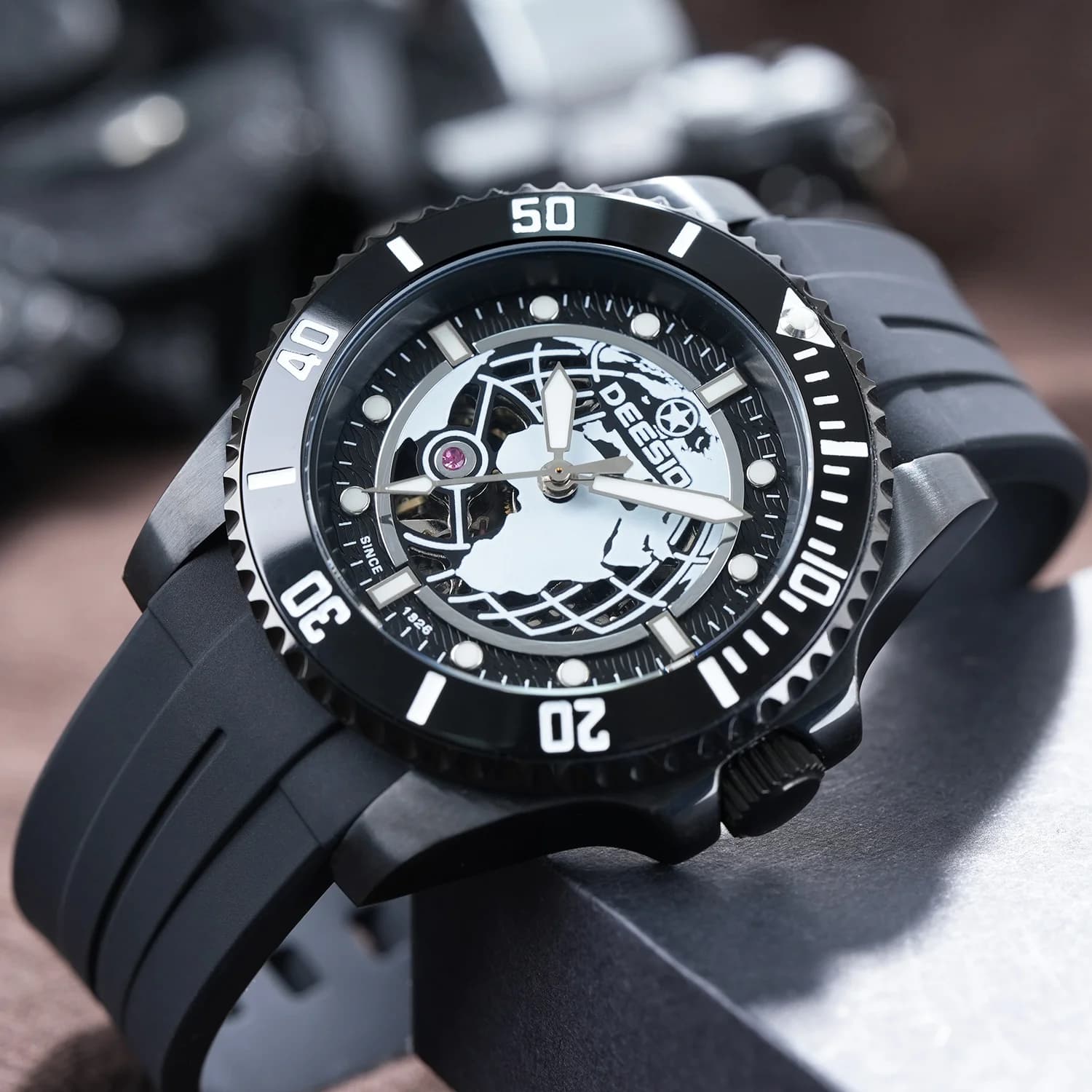 Deesio Upgrade Men's Casual Fashion Automatic Self-Winding Mechanical Wristwatch Luminous Water Resistant Stainless Steel Band Classic Business Dress Round Dial Luxury Elegant Watches Gift for Him Mens Automatic Watch Personalized 100M Water Resistant