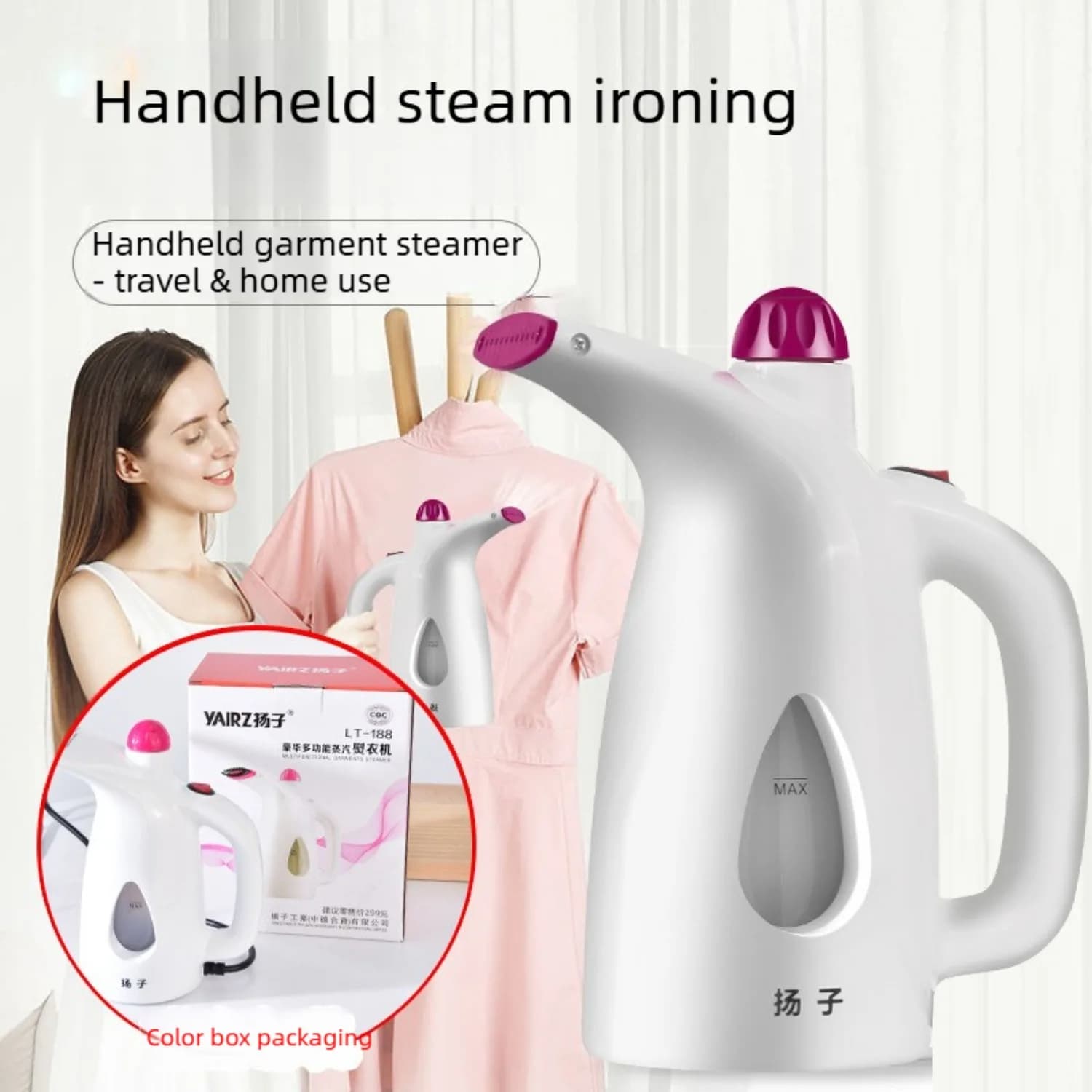 Vaporizzatore per Vestiti 800W, Mini Steamer Portatile per Casa, Ufficio e Viaggi, Vapore Potente e Penetrante