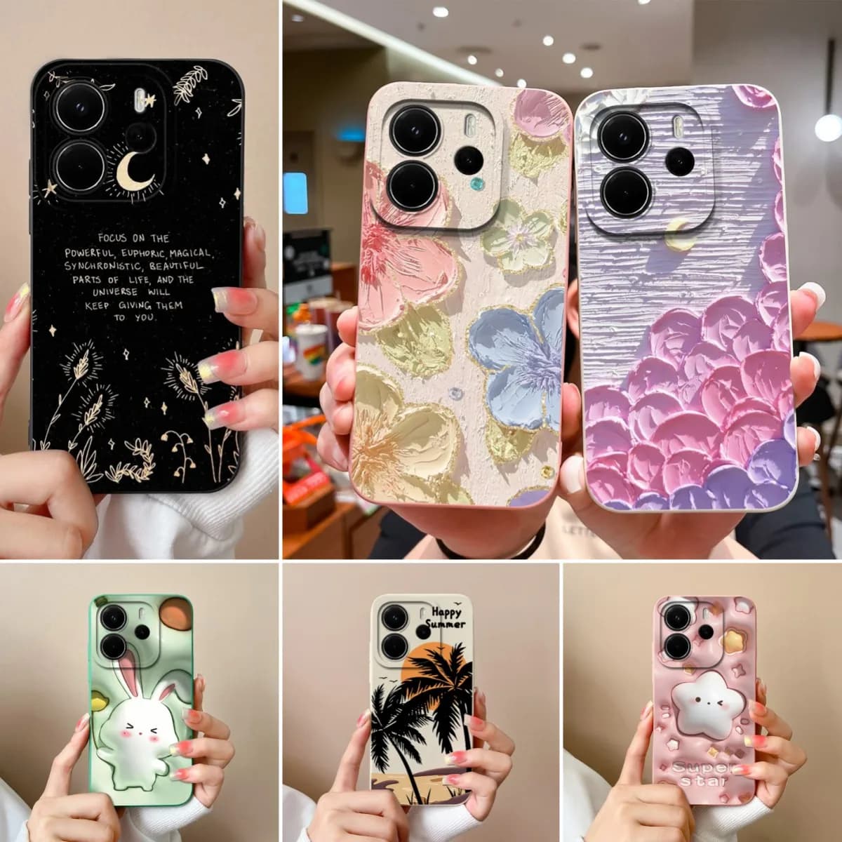 For Redmi Note 14 4G Phone Case Pretty Oil Painting Flowers Pattern Soft Silicone Anti Drop Cover For Xiaomi Redmi Note 14 Shell