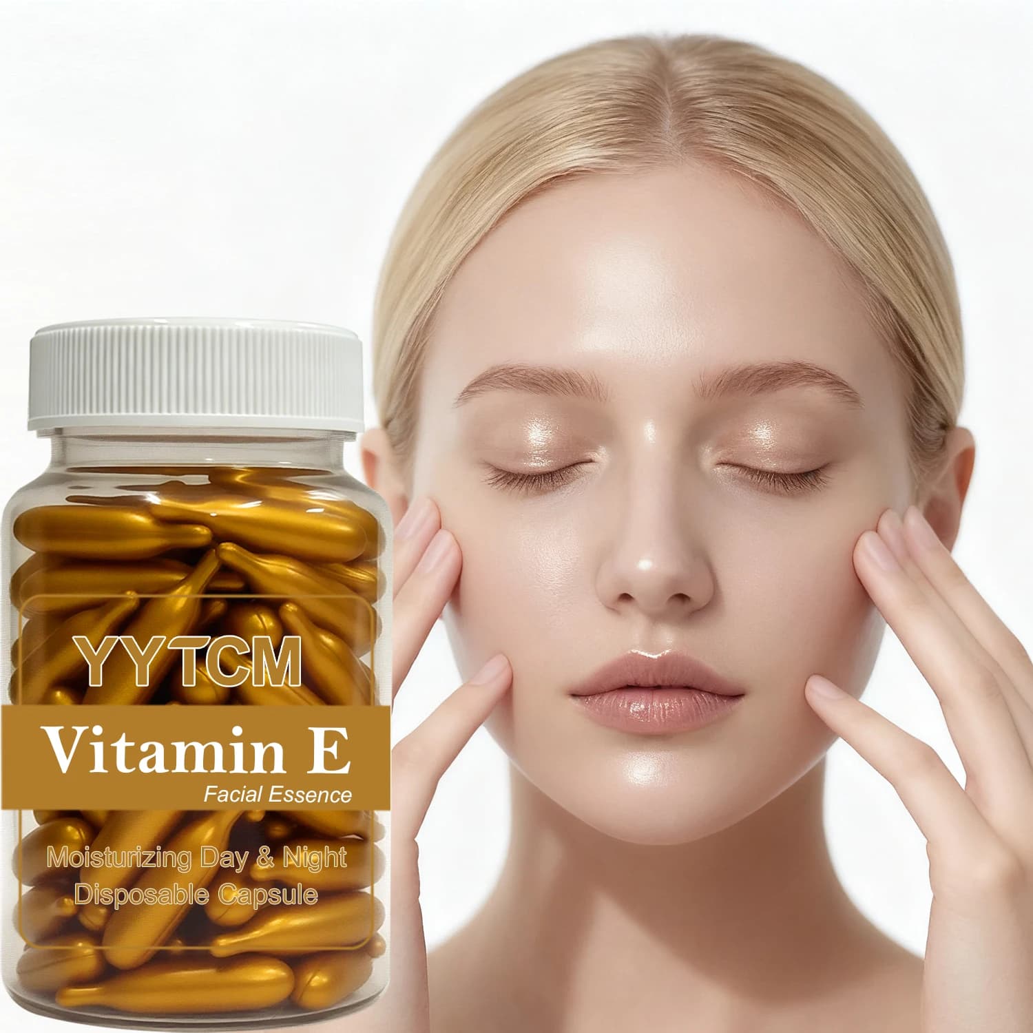 Vitamin E Deep Moisturizing Capsule Essence, Hydrates and Smooths Skin, Contains Plant-Based Squalane, Vitamin C, Deep Hydration and Skin Brightening Essence, 30 Capsules/60 Capsules/90 Capsules/120 Capsules/180 Capsules/360 Capsules