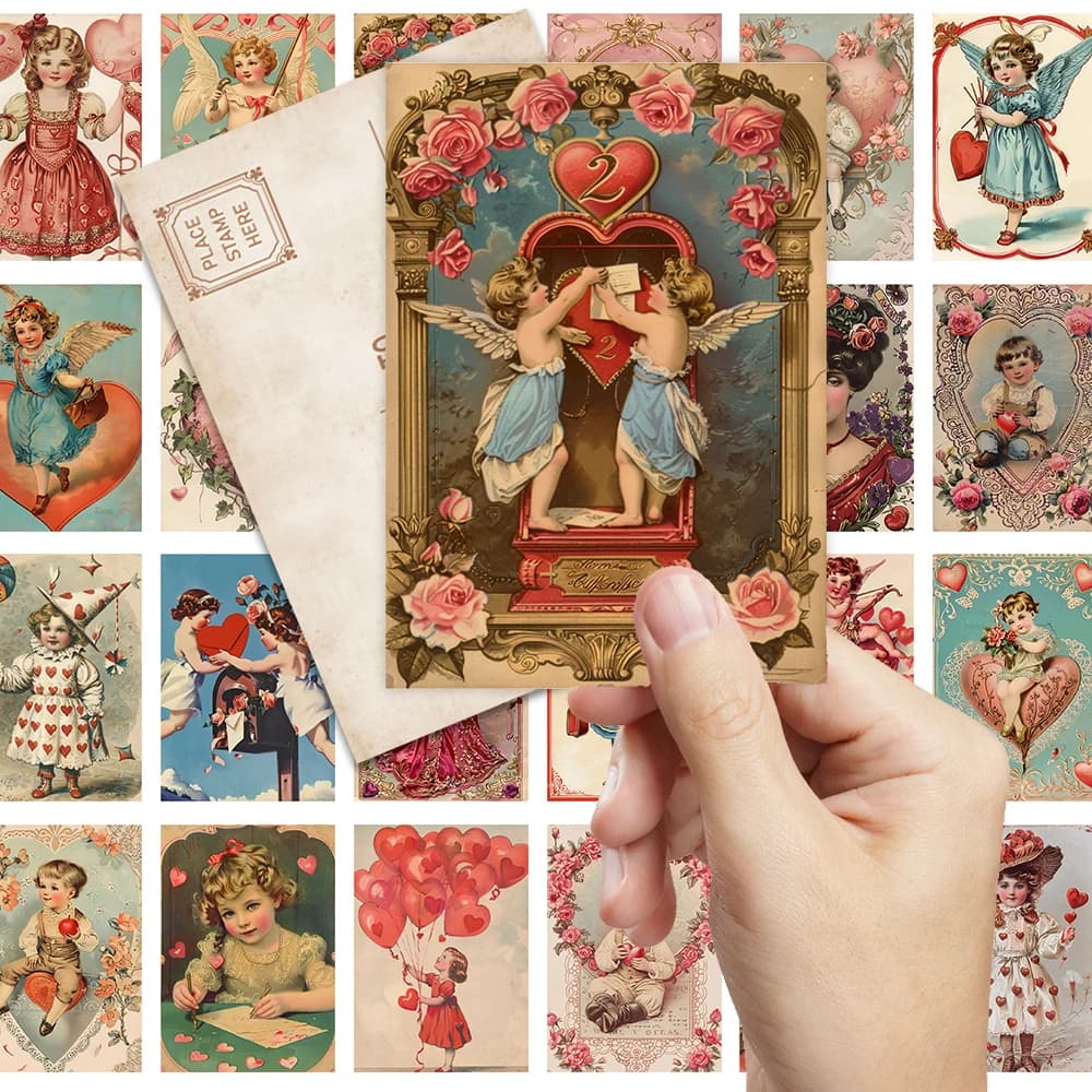 32 vintage Valentine's Day cards, Cupido Love God, cute gift cards, living room decorations, bedroom decorations, high quality