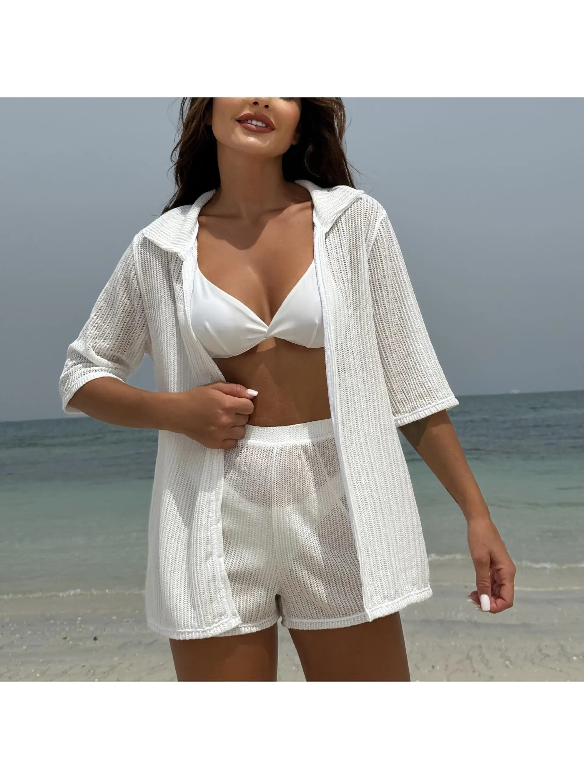 Nuovo Bikini da Spiaggia Monocolore 2025 con Protezione UV, Abbigliamento Parasole alla Moda per Uomo, Design Leggero e Traspirante