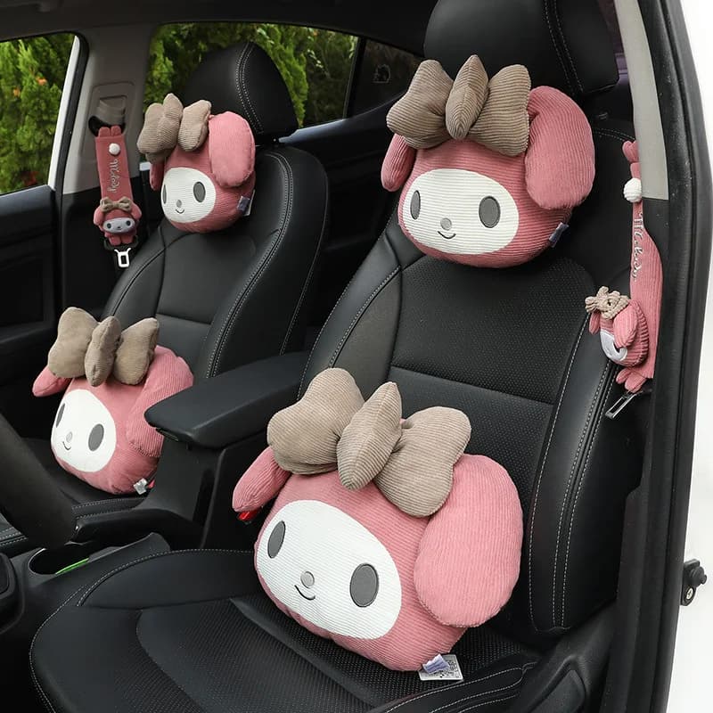 Cuscino per Poggiatesta Auto Sanrio, Copri Cintura di Sicurezza Melody Kuromi, Imbottitura per Spalla, Decorazione Interna Auto, Regalo