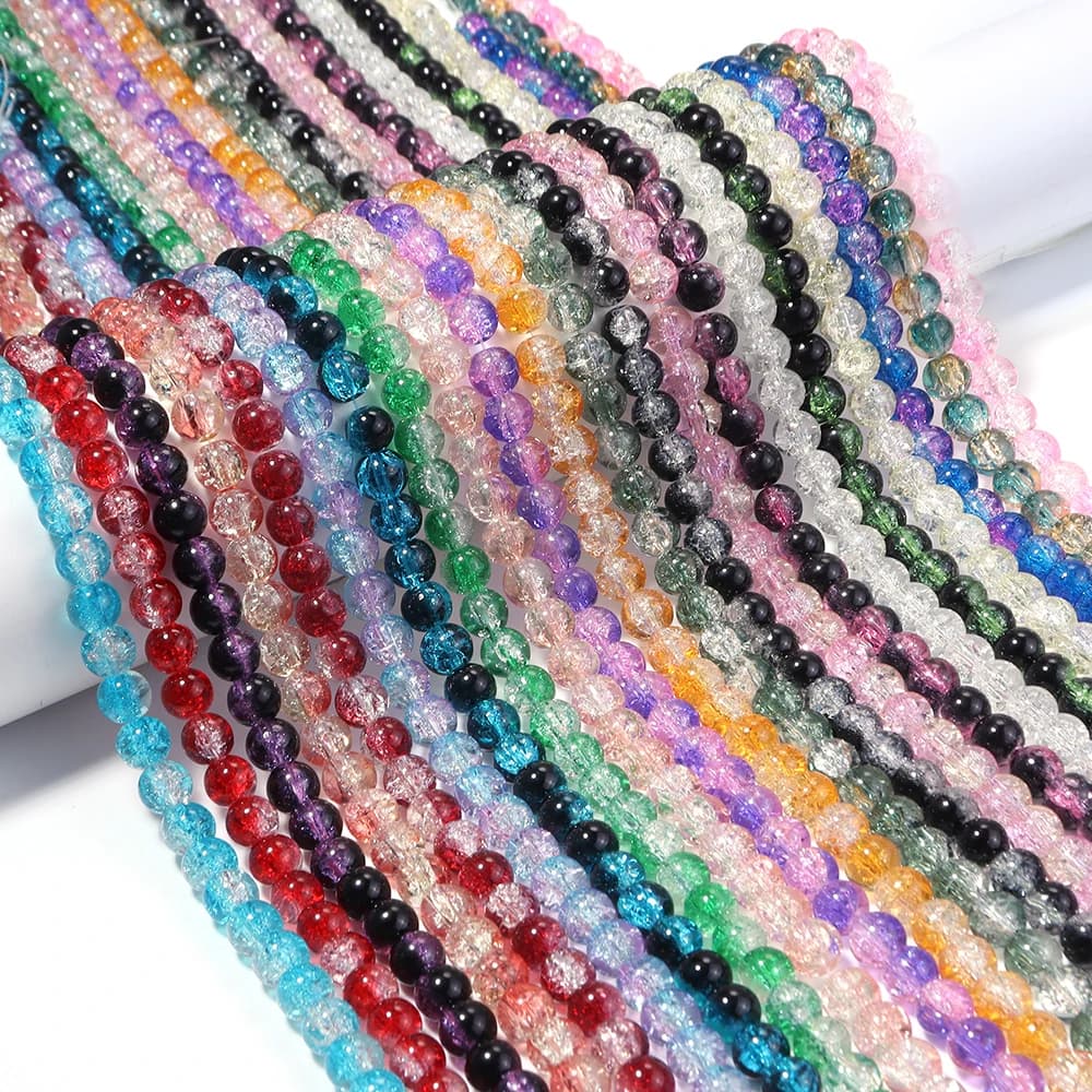1 Strand 8mm Glass Round Beads Double Color Loose Spacer Beads For Jewelry Making DIY Handmade Bracelet Necklace Accessories
