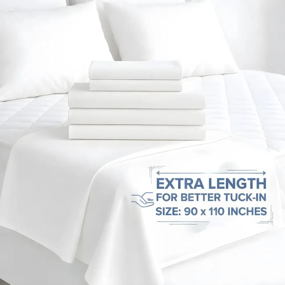 Lenzuola con angoli Queen Size in confezione da 24, in morbido misto cotone 200 fili, solo lenzuolo inferiore con angoli profondi, Bedding Essentia