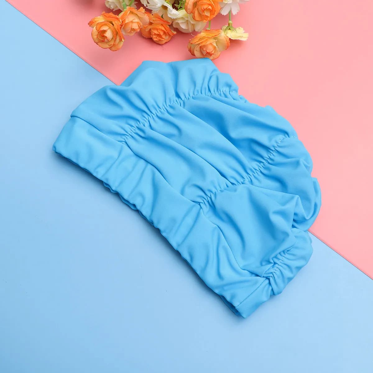 1Pcs Women Pleated Waterproof Swim Cap Lightweight Ear Protector Eco Friendly Swimming Hat Beach Pool Women Swim Cap