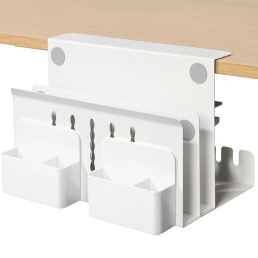 Organizzatore da scrivania sotto il tavolo per laptop, porta documenti laterale da appendere, vassoio porta cavi con morsetto senza foratura, supporto per laptop