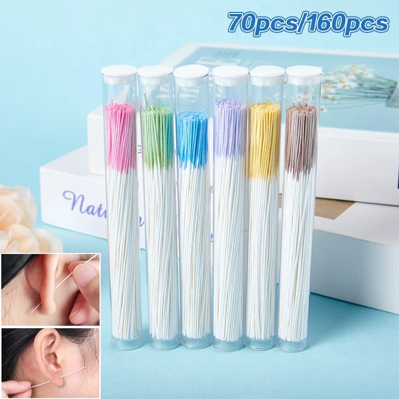 70/160Pcs Pierced Ear Cleaning Set Disposable Earrings Hole Cleaner Herb Solution Paper Floss Ear Hole Aftercare Tools Kit