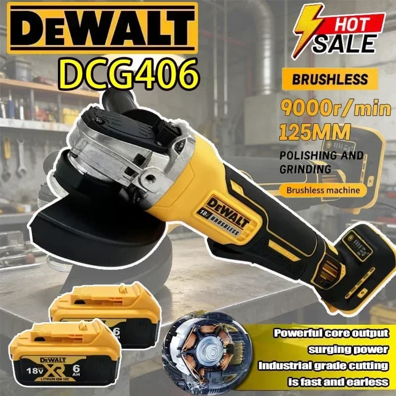 Smerigliatrice Angolare Brushless Dewalt DCG406 125MM 9000RPM, Macchina da Taglio a Batteria, Lucidatrice a Impatto, Utensile Elettrico Ricaricabile 18V