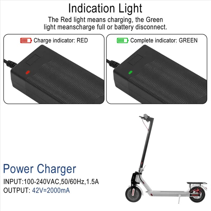 Nuovo caricabatterie per scooter elettrico caldo con cavo adattatore, spina americana per caricabatterie per scooter elettrico universale