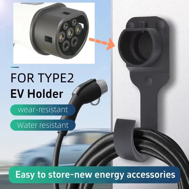 Universal EV Charger Wall Mount & Cable Hook Holder, Sturdy Steel Rack for EU/US Type2, EV Charging Gun Accessories & Protective