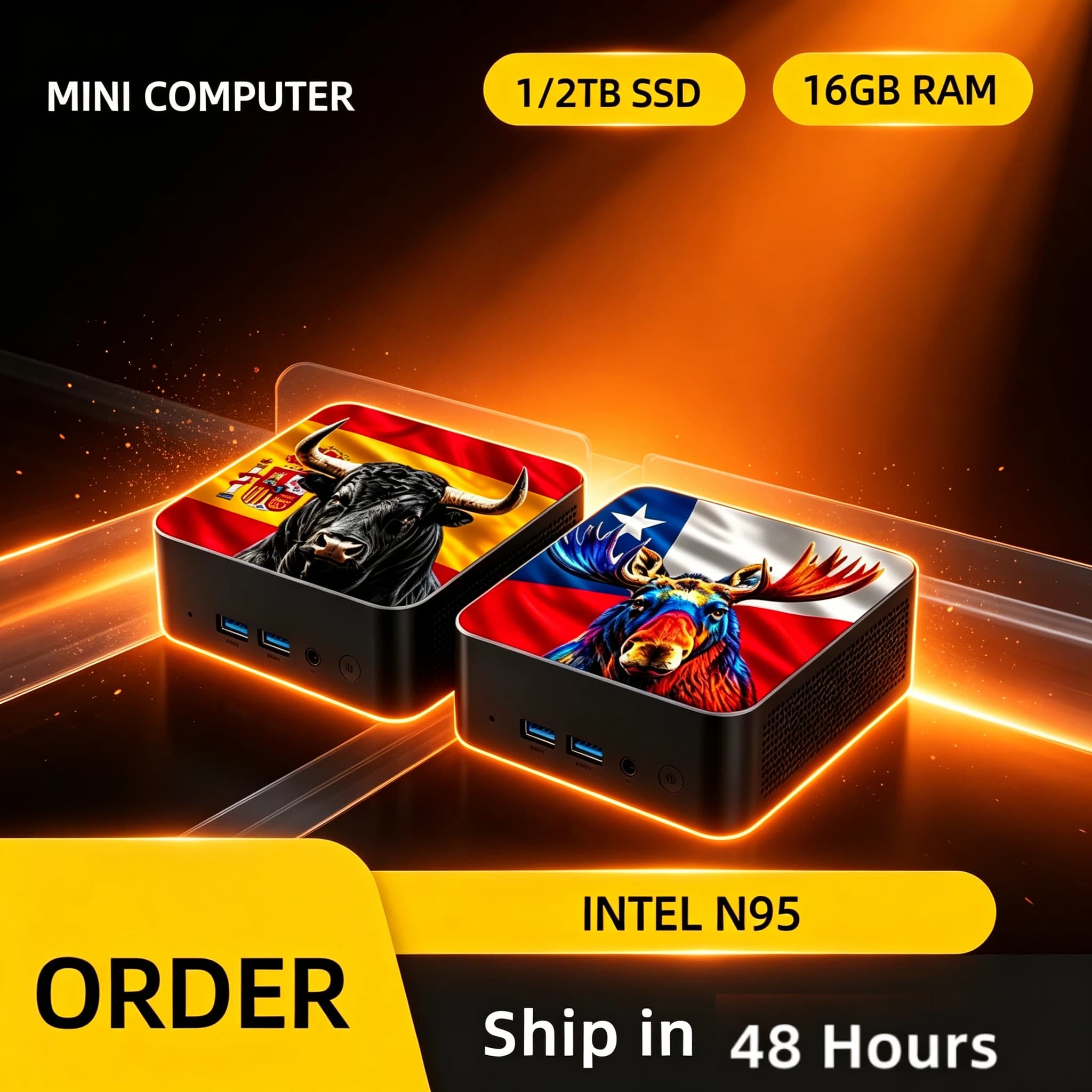 Portable Mini PC Gamer Intel Core N95 Computer 16GB RAM 1/2TB SSD FHD Bluetooth WiFi6 Windows 11 Gaming Office 4K HDMI