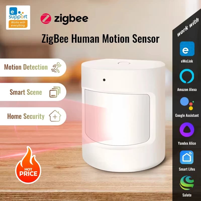 Zigbee 3.0 Sensore di movimento PIR Rilevatore di movimento umano a infrarossi Allarme di sicurezza Funziona con Ewelink/Alex/Assistente Google/Alice/Salute