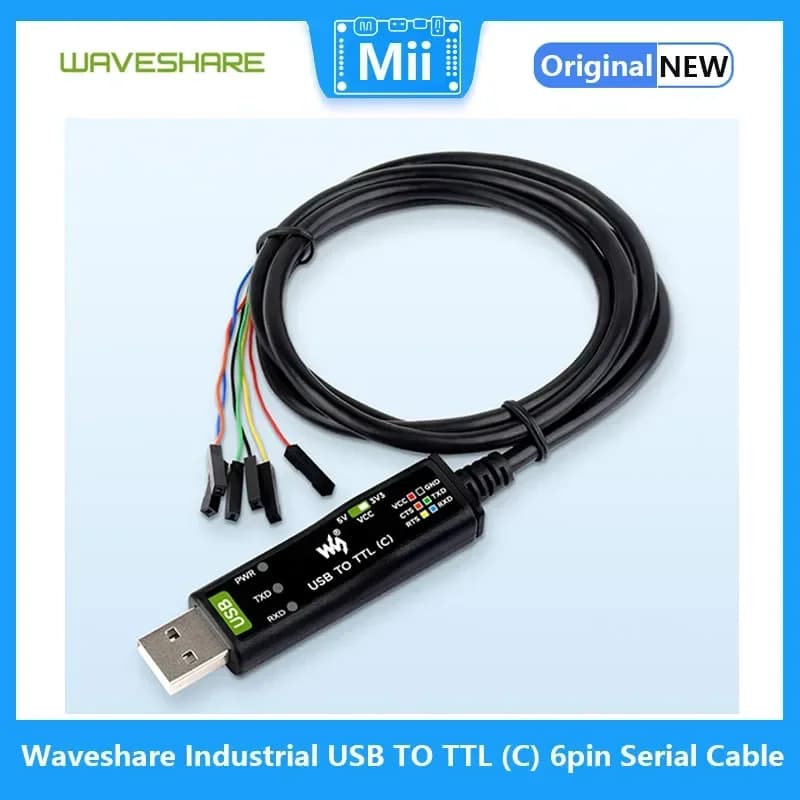 Industrial Waveshare serial cable from USB to TTL (C) to 6 pins, original FT232RNL chip Multi-system support Multiple protection circuits