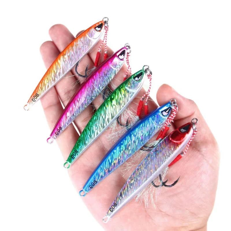 Artificial metal bait 80G-9CM for Sea Fishing with Single Amo, Long-slide Laser Metal bait, Blue Esca