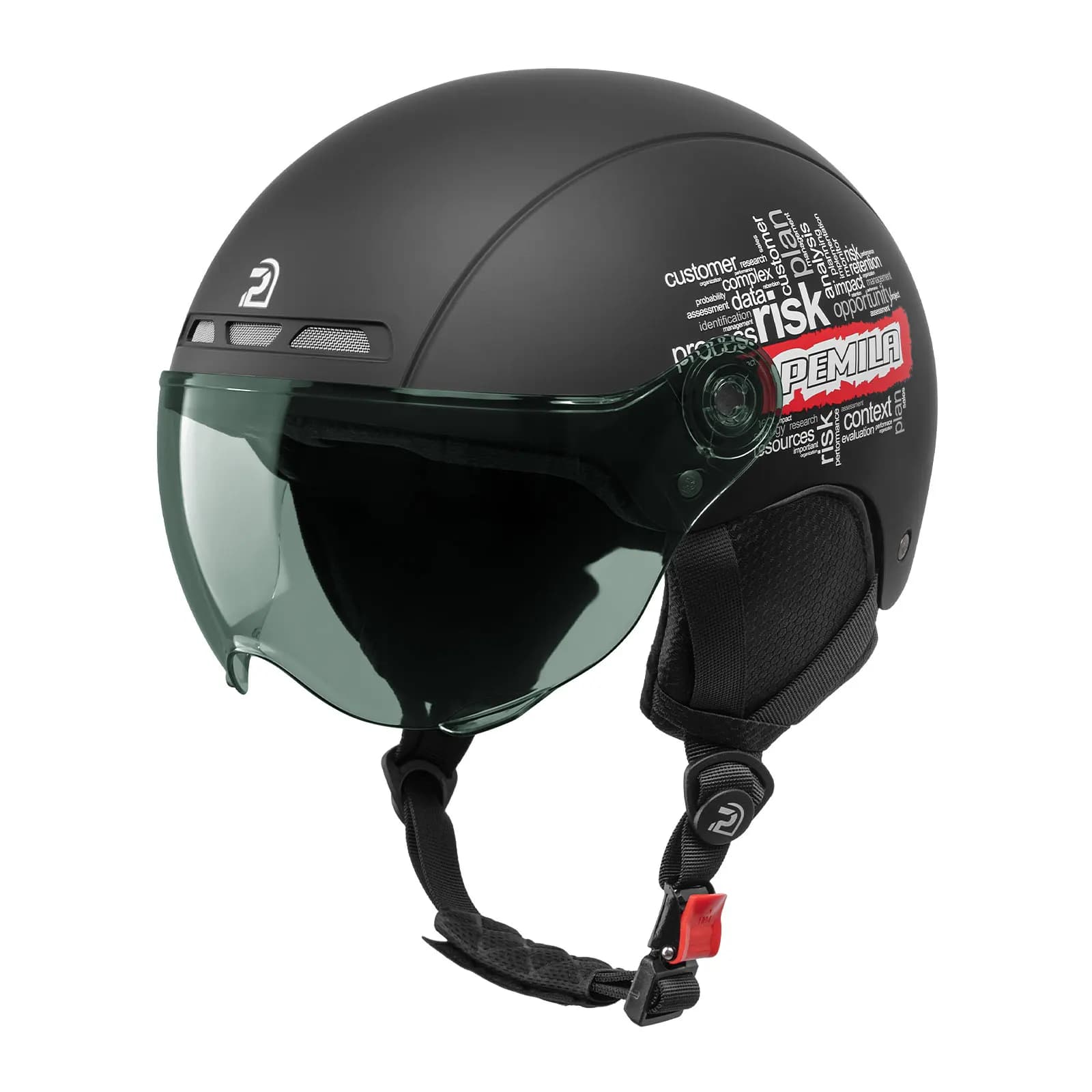 PEMILA Unisex Adult Helmet, Adjustable Goggle Lens, Thickened Ear Pads, ABS & EPS Liner, Safe Lightweight for Commute E‑Bike